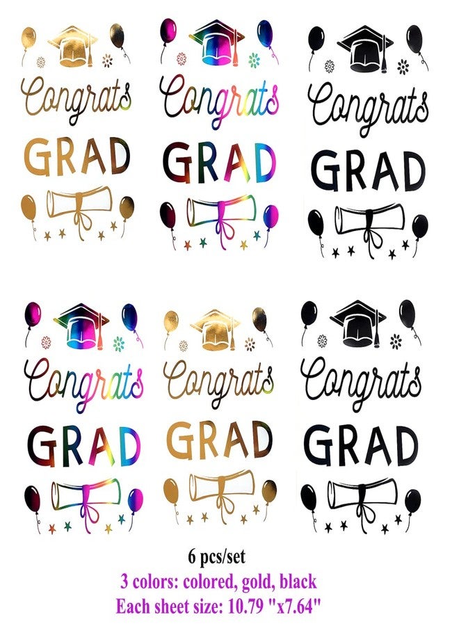Mimeile Happy Graduation Balloon Stickers 6 Pcs Clear Transparent Bobo Balloon Stickers Decals Congrats Grad Party Supplies DIY Paster School Graduation Ceremony - Image 2