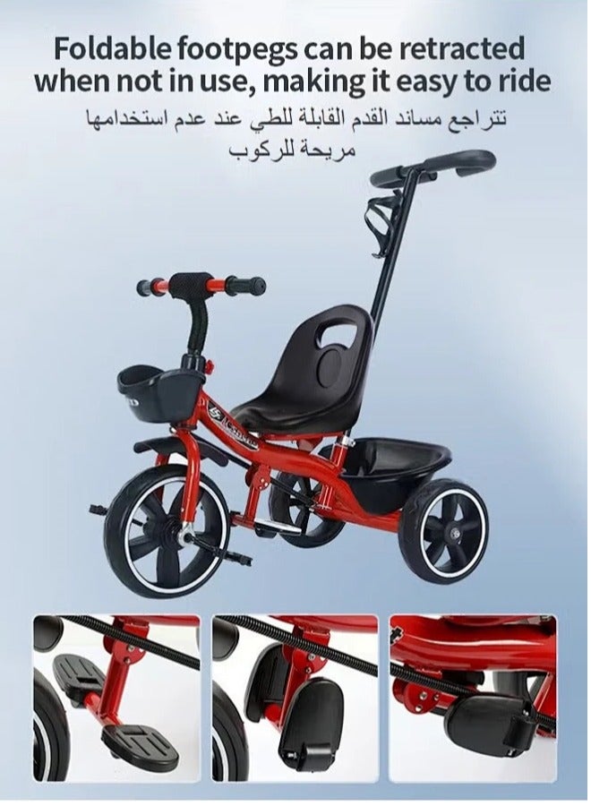 سومكايل دراجة ثلاثية العجلات للأطفال ذات سلة تخزين مزدوجة ومقبض دفع للوالدين لدراجة الأطفال من 2 إلى 5 سنوات صبي إلى بنت - Image 2