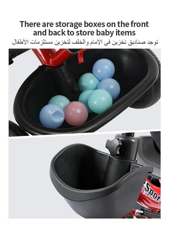 سومكايل دراجة ثلاثية العجلات للأطفال ذات سلة تخزين مزدوجة ومقبض دفع للوالدين لدراجة الأطفال من 2 إلى 5 سنوات صبي إلى بنت - Image 3