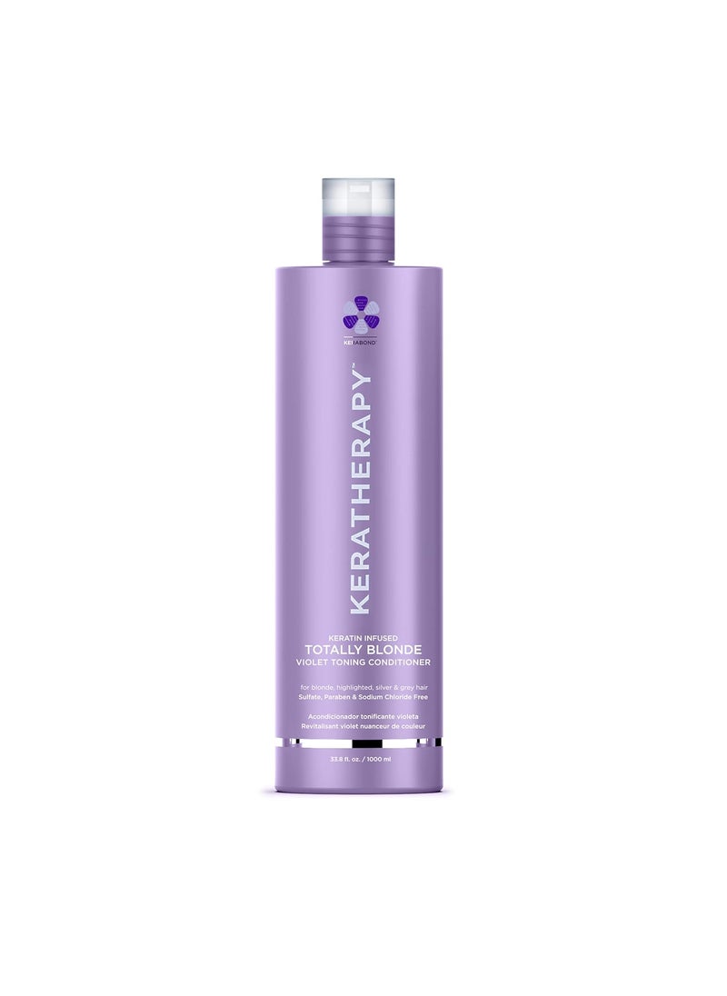 KERATHERAPY KERATHERAPY Keratin Infused Totally Blonde Violet Toning Conditioner, 33.8 fl. oz., 1000 ml - Keratin Therapy Purple Conditioner for Blonde Hair, Brassy, Silver, & Highlighted - Sulfate & Paraben Free 