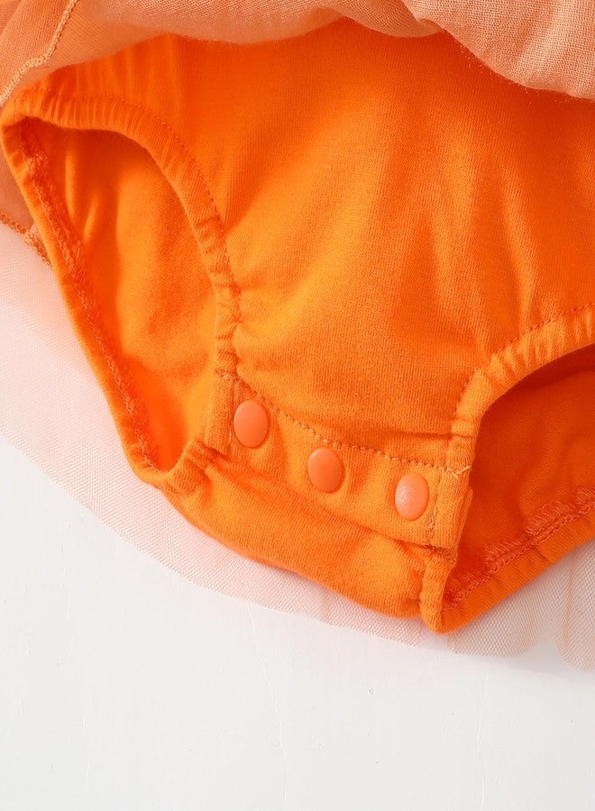 Magic Park 0-18M Infant Bodysuit Tutu Dress Baby Girl Romper Dress Toddler Solid Color Tulle Skirt Baptism Holidays Outfits (Orange, 0-3 Months) - Image 4