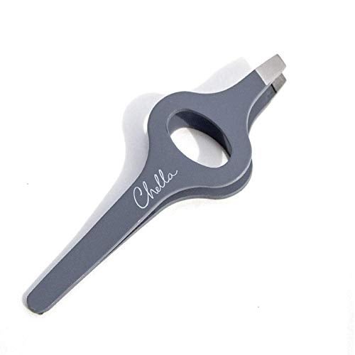Chella Eyebrow Tweezers, Rubber Coated Stainless Steel Slanted Brow Tweezer - Image 3