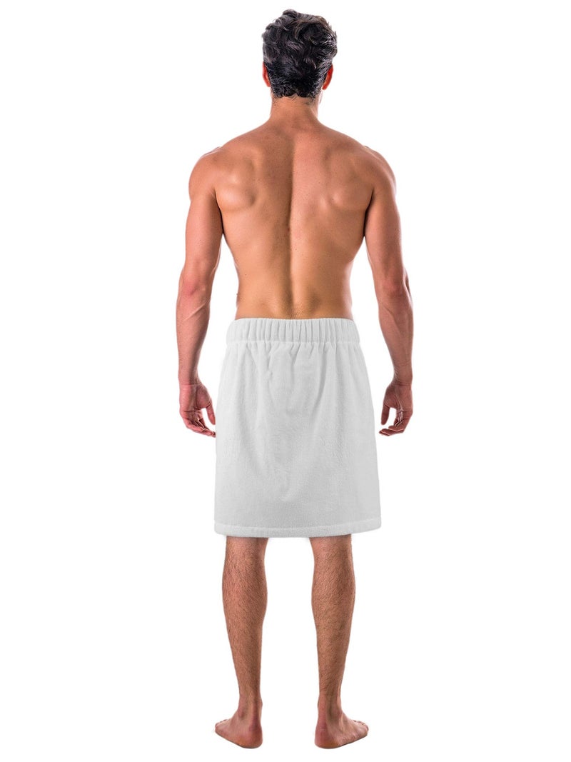 Turkish Linen Turkish Cotton Terry Velour Adjustable Body Wrap Towel for Men (White, One Size) - Image 3
