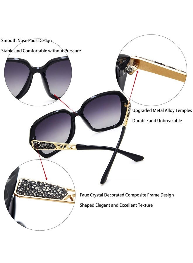 Sunglasses Women Butterfly Artistic Frame Diamond Decoration UV400 Protection Polarized Ladies Fashion Sunglass with Glasses Bag and Cloth High Quality Black Beach Trips City Sightseeing Driving Daily Street Style - Image 3
