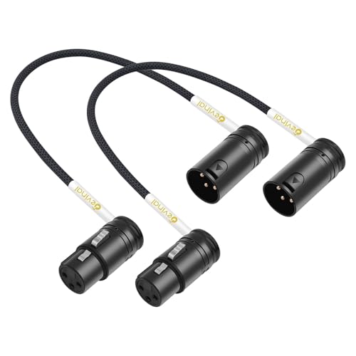 Devinal Rotatable Right-Angle XLR Cable, Adjustable-Angle Low-Profile XLR Microphone Adapter Connector, Right-Angle Mic Cord on Both Ends (Male and Female) 0.8 FT 2 pcs - Image 1