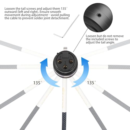 Devinal Rotatable Right-Angle XLR Cable, Adjustable-Angle Low-Profile XLR Microphone Adapter Connector, Right-Angle Mic Cord on Both Ends (Male and Female) 0.8 FT 2 pcs - Image 3