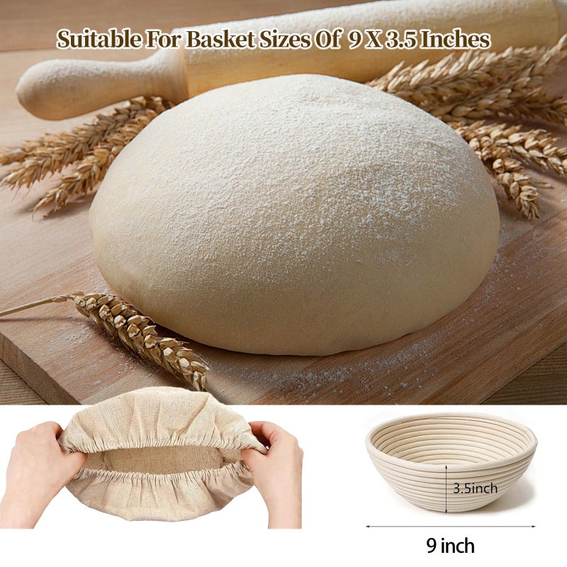 MarzeMuun Banneton Bread Proofing Basket - Proofing Basket Set of 2 (9 inch Round) - Natural Rattan Banneton with 4 Linen Liners - Bread Basket for Sourdough Bread Baking Supplies - Image 3