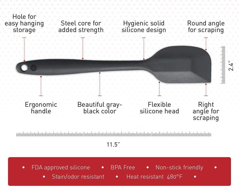 P-Plus International Premium Silicone Kitchen Utensils Set (5 Piece) in Hygienic Solid Coating Black - Image 2