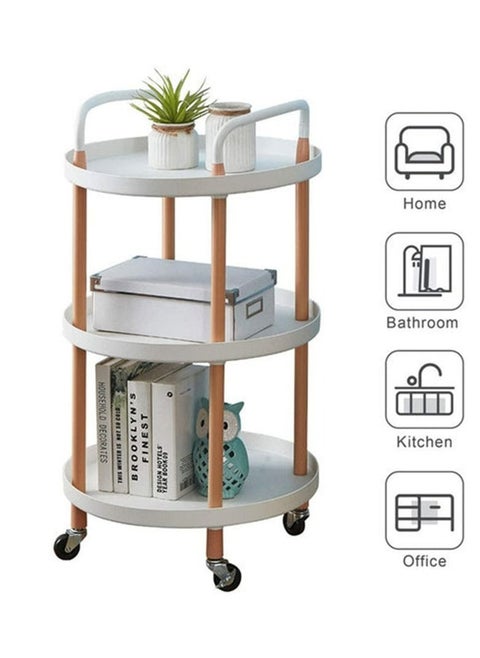 3 Tier Kitchen Shelf Storage Rolling Indoor Home Service Trolley
