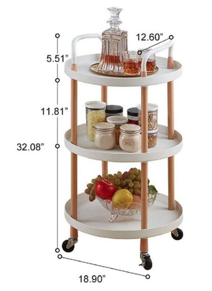 RollsTimi  3 Tier Kitchen Shelf Storage Rolling Indoor Home Service Trolley  - Image 3