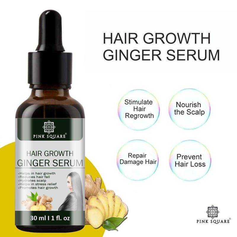 Pink Square Hair Growth Ginger Serum Reduce Hair Loss DandruffNourishes Hair Rashes Strength Hair Strands Pack of 3 of 30ML 90 ML - Image 3