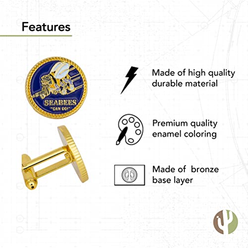 Desert Cactus United States Navy Cufflinks Formal Wear US Navy (Cufflinks - Seabees) - Image 3