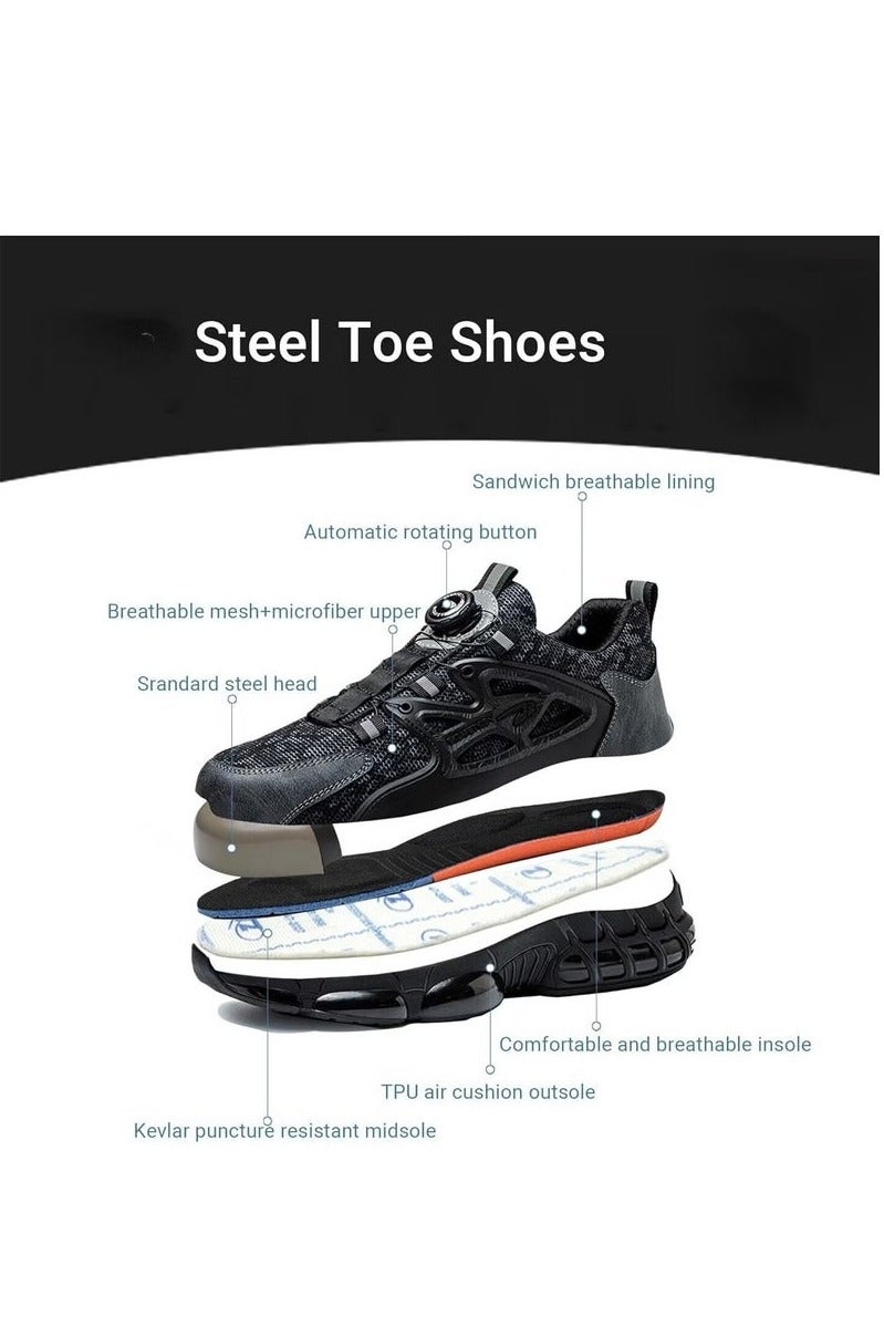 Steel Toe Shoes for Men Lightweight Safety Shoes Comfortable Puncture Proof Slip On Indestructible Work Shoes - Image 3