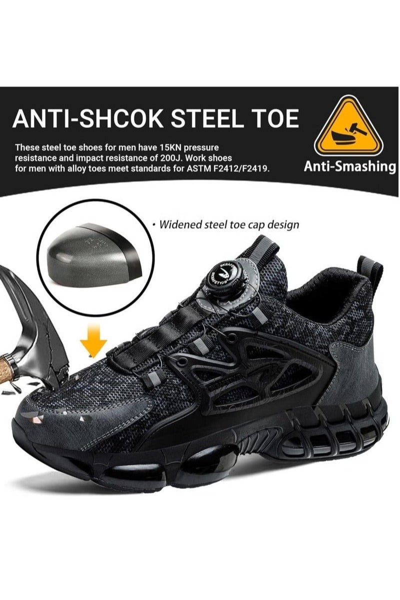 Steel Toe Shoes for Men Lightweight Safety Shoes Comfortable Puncture Proof Slip On Indestructible Work Shoes - Image 4