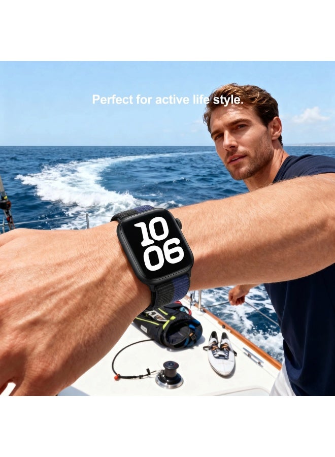 SIGood Nylon Loop Sport Band Compatible with Apple Watch 42mm 44mm 45mm 46mm 49mm, Breathable Soft Wrist Strap for Men Women, iWatch Ultra 3 2 SE Series 11 10 9 8 7, Comfortable Everyday Wear Outdoor Use - Image 5