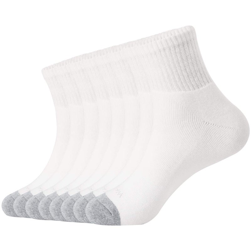 WANDER Men's Athletic Ankle Socks 3-8 Pairs Thick Cushion Running Socks for Men&Women Cotton Socks 7-9/9-12/12-15 (8 Pair A-white, Shoe Size: 9-12) - Image 1