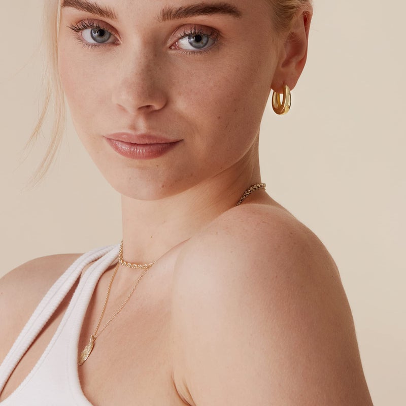 PAVOI Rhodium Plated 925 Sterling Silver Post Small Chunky Hoops Earrings - Thick Lightweight Gold Hoop Earrings for Women - Image 2