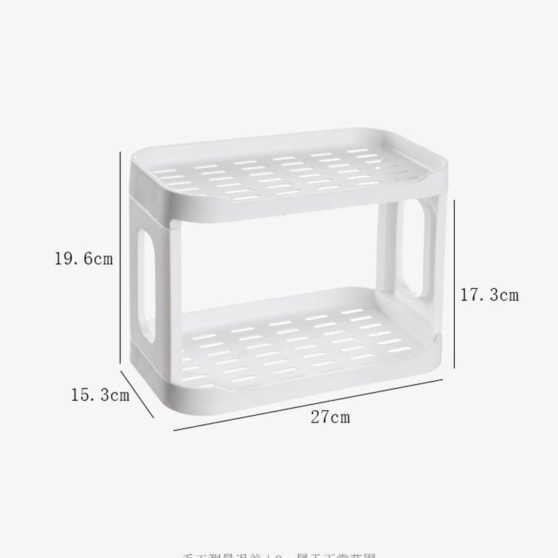 Styxon Plastic 2 Layer Stationery Cosmetic Storage Holder, Fence Design For Foldable Rack Desktop Storage Rack For Office, Home, Kitchen, Bathroom | White - Image 3