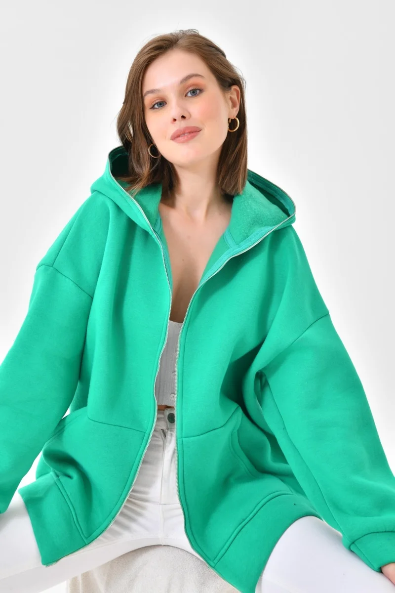 جارمي Ftz Women Women's 3 Thread Raised Zippered Sweatshirt Benetton