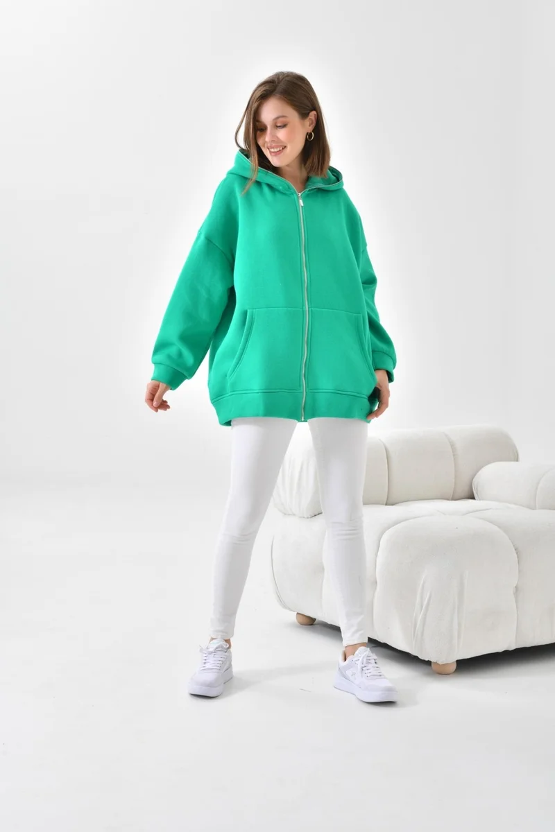 جارمي Ftz Women Women's 3 Thread Raised Zippered Sweatshirt Benetton