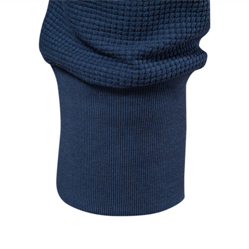 2024 autumn code cross-border high quality men''s round neck pocket waffle long T coat foreign trade men''s T-shirt - Image 5
