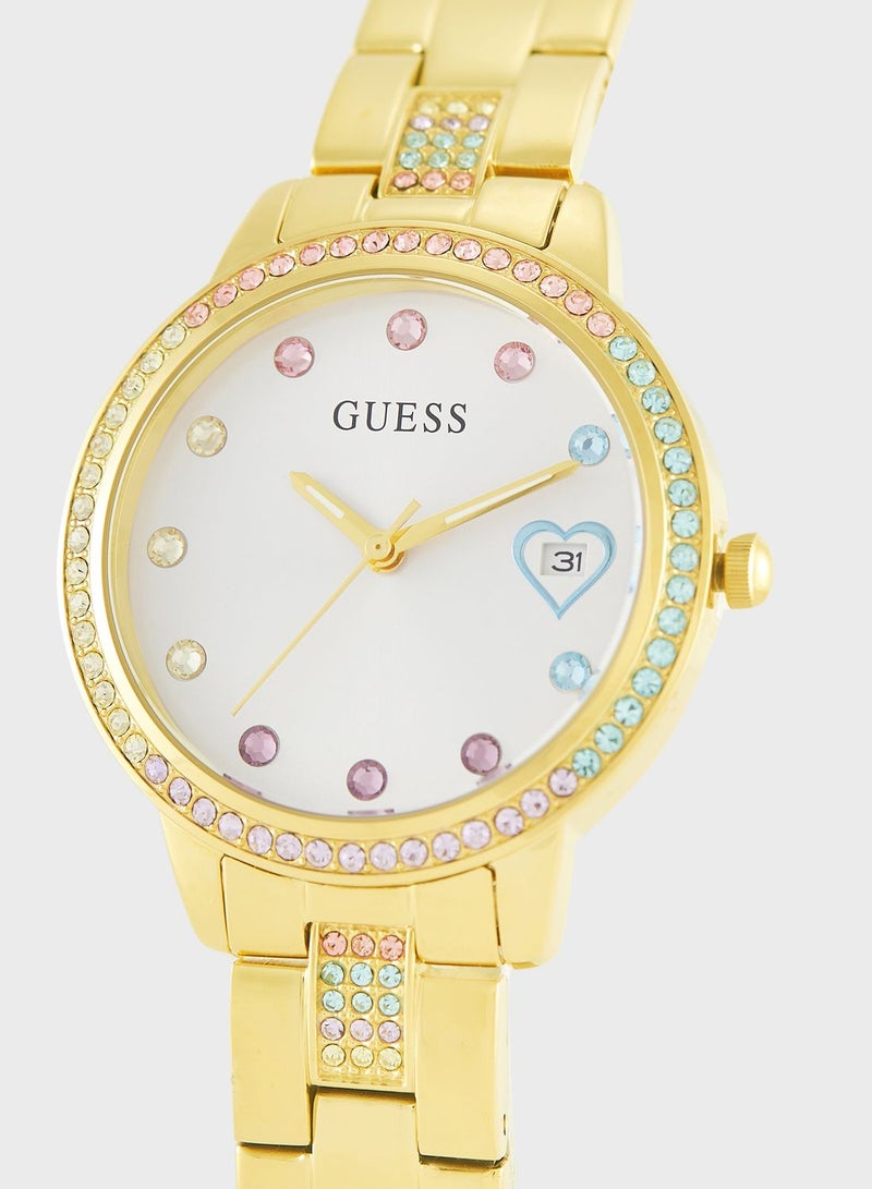 GUESS Three Of Hearts Steel Strap Analog Watch - Image 2