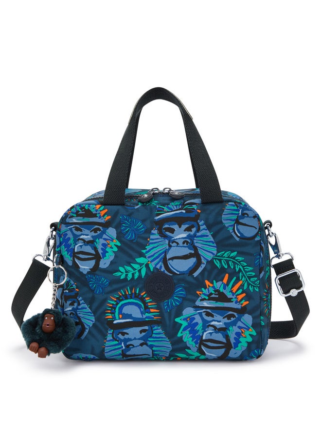 kipling Miyo Blue Monkey Fun Large Lunch Bag With Trolley Sleeve  - Image 1