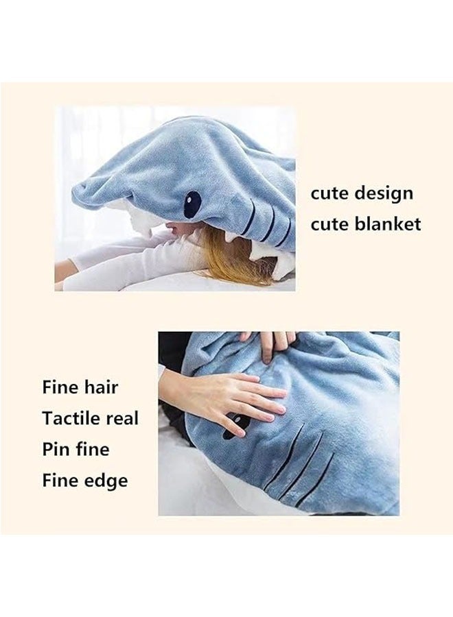 عام بطانية سمكة القرش للبالغين، مصنوعة من الفلانيل الناعم للغاية، تحتوي على هودى، وتعمل كحقيبة نوم قابلة للارتداء، باتجاه فضفاض مثل بيجامة واحدة في المنزل. - Image 3