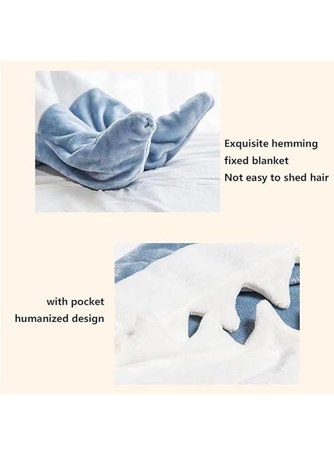 عام بطانية سمكة القرش للبالغين، مصنوعة من الفلانيل الناعم للغاية، تحتوي على هودى، وتعمل كحقيبة نوم قابلة للارتداء، باتجاه فضفاض مثل بيجامة واحدة في المنزل. - Image 4