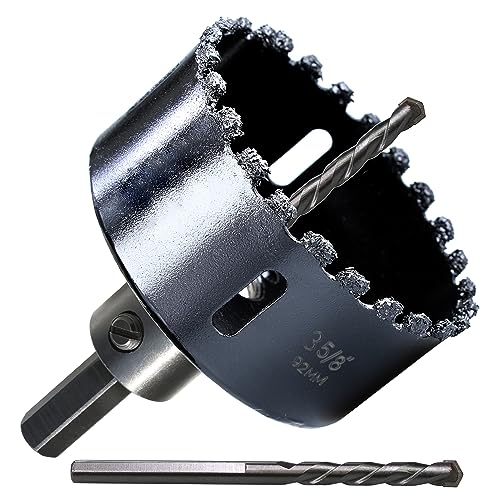 PLG2SUPT 3-5/8 inch Carbide Grit Hole Saw Cutter for Hardy Plank Air Brick Stucco Drywall Fiber Cement siding Backer Board Plasterboard. - Image 1