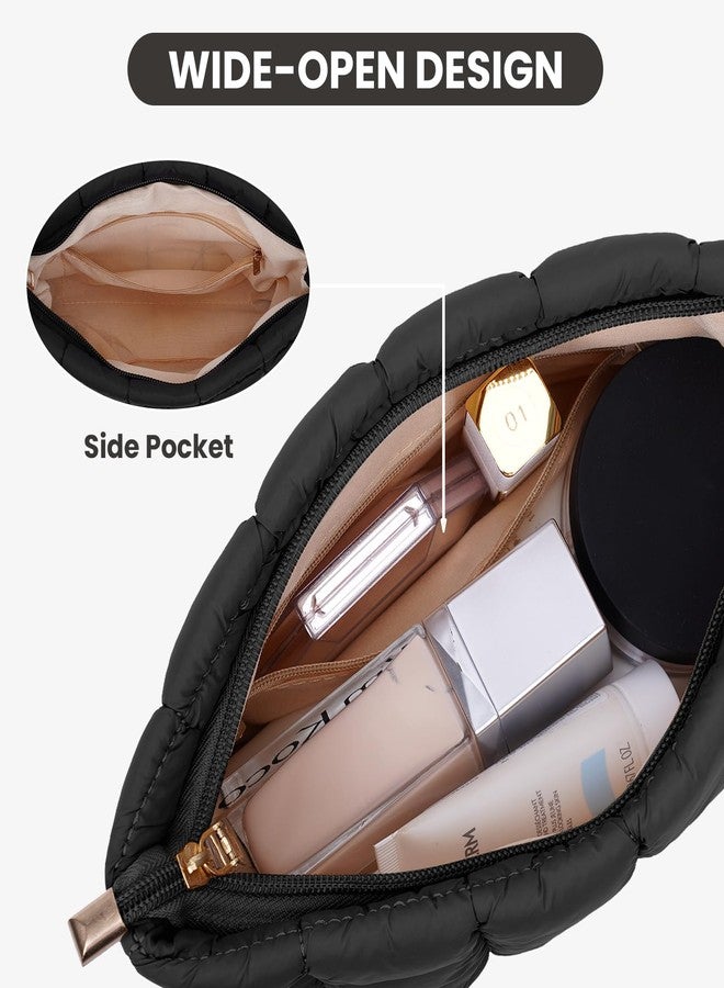 HICARRY Puffy Quilted Makeup Bag Cosmetic Bags Travel Cute Puffer Solid Toiletry Organizer Pouch Storage Clutch for Women - Image 5