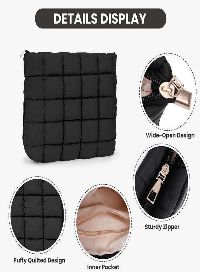 HICARRY Puffy Quilted Makeup Bag Cosmetic Bags Travel Cute Puffer Solid Toiletry Organizer Pouch Storage Clutch for Women - Image 3