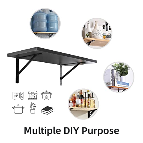 HOME MASTER HARDWARE 12 inch x 8 inch Heavy Duty Shelf Brackets, Load Capacity: 600lb, Black Metal 90 Degree Supports for Shelves 10-Pack, Wall Mounted L Bracket for Floating Shelving with Screws - Image 5