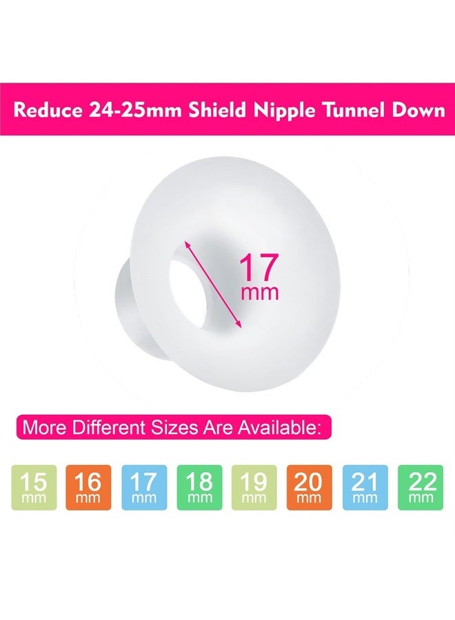 Durceler 17mm Silicone Flange Inserts Compatible with Medela/for Spectra S1 S2 / Elvie / S18 S21 / Momcozy S9 S12/ TSRETE 24mm Breast Pump Shields or Freemie 25mm; Reduce Nipple Tunnel Down to 17mm - Image 2