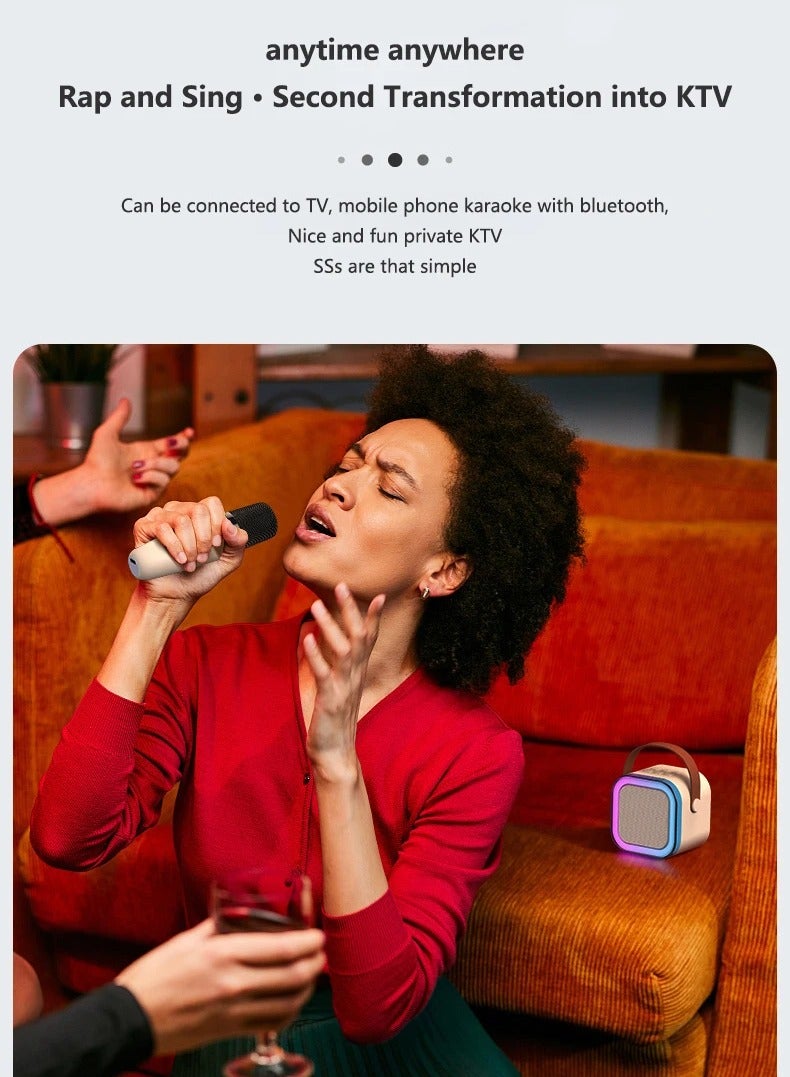 🎶 **K12 Portable Bluetooth Karaoke Speaker with Wireless Microphone, RGB Lights, 10W Sound Output, and 1200mAh Battery for Parties and Outdoor Fun - Image 3