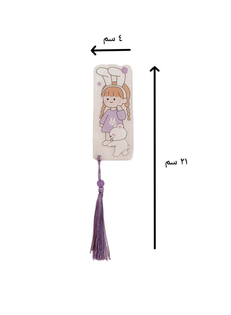 ‏Book Divider, bookmark , Reading Marker, Book Coding Separator, with a Cute Young Girl Design and Purple color - Image 2
