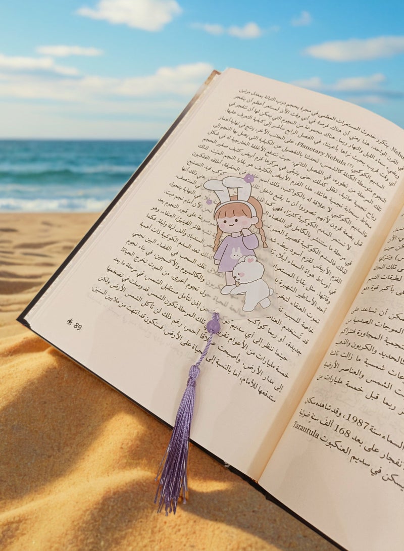 ‏Book Divider, bookmark , Reading Marker, Book Coding Separator, with a Cute Young Girl Design and Purple color - Image 3