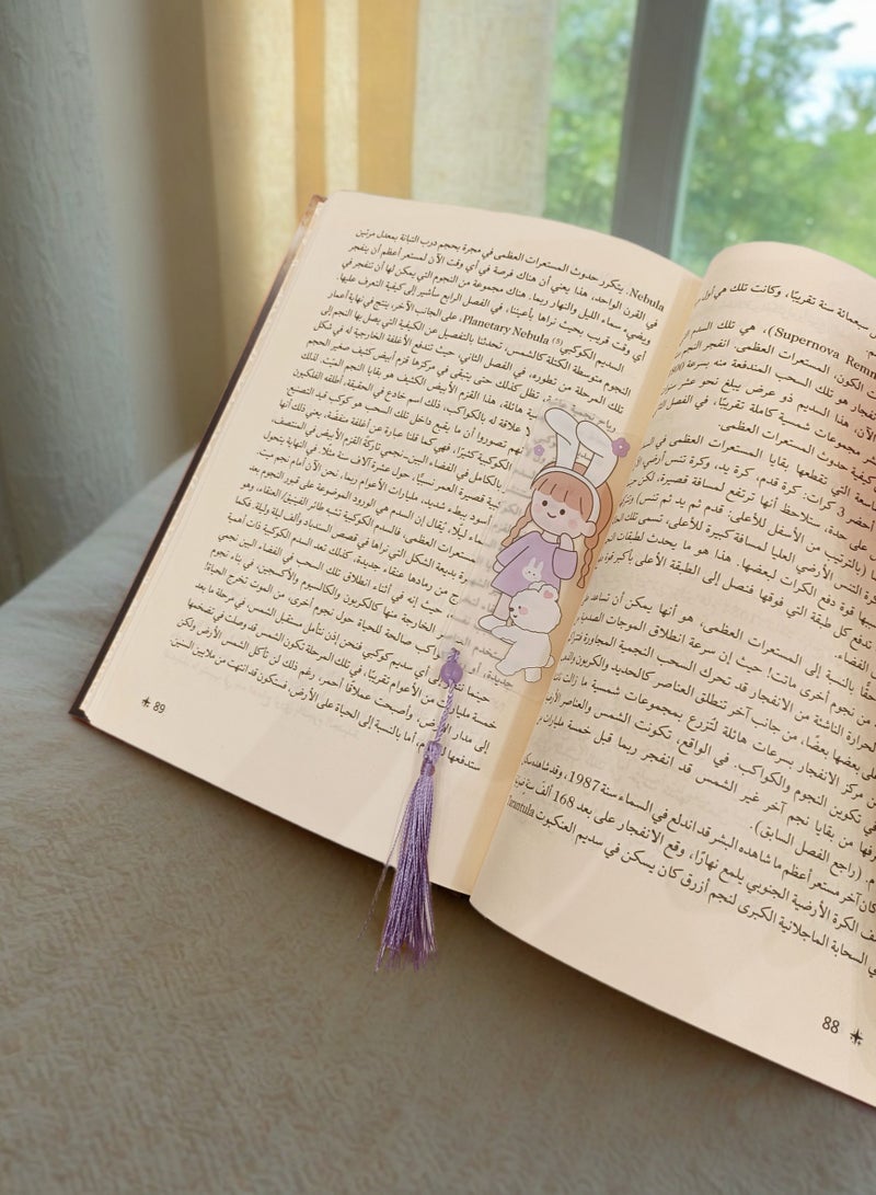 ‏Book Divider, bookmark , Reading Marker, Book Coding Separator, with a Cute Young Girl Design and Purple color - Image 4