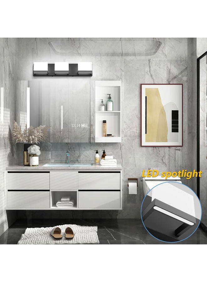 Tipace Black LED Vanity Lighting Fixture Modern 3 Lights Vanity Lights for Bathroom Black Bathroom Wall Light Fixtures 6000K - Image 2
