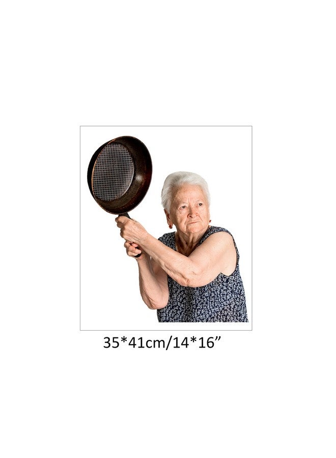 iinuu Senior Woman with Pan Wall Sticker, Old Lady Wall Decal - Image 4