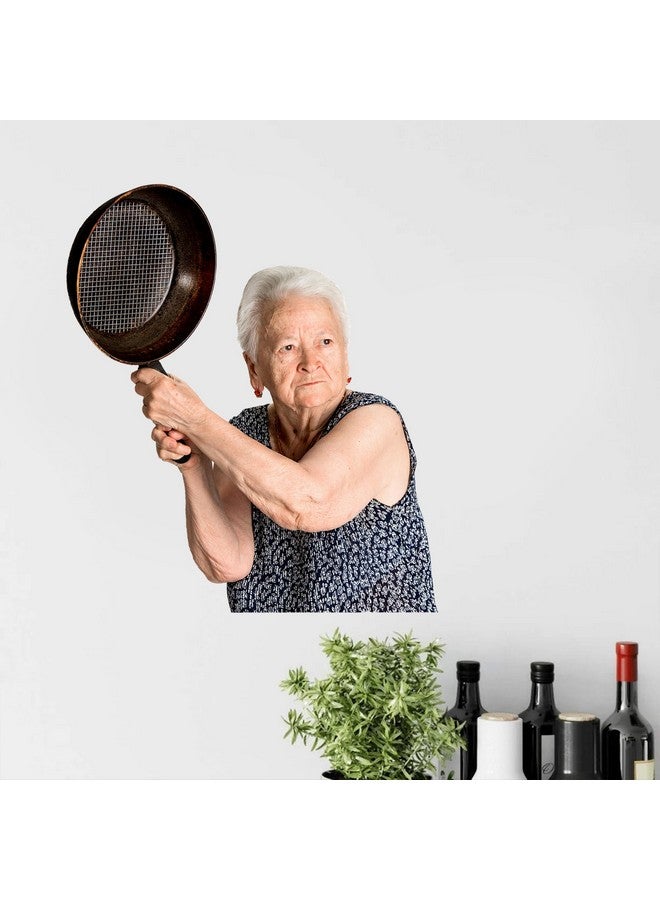 iinuu Senior Woman with Pan Wall Sticker, Old Lady Wall Decal - Image 1