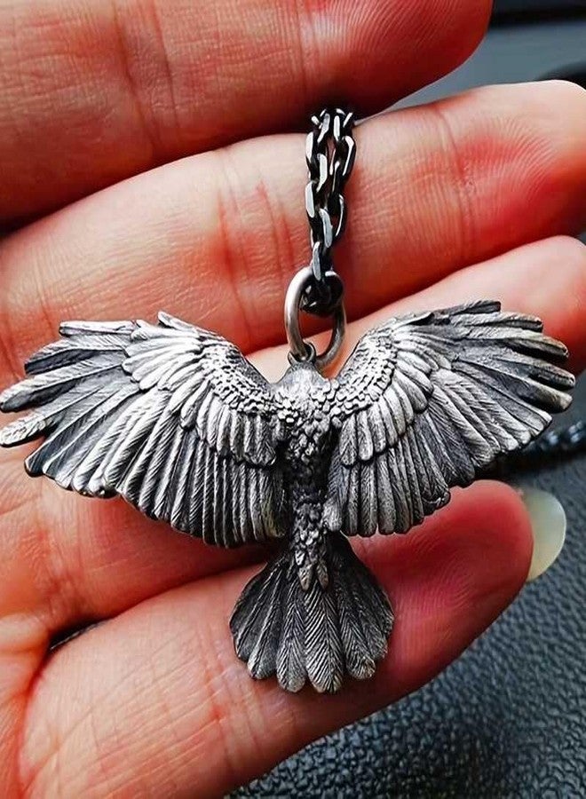 Bling Queen قلادة رجالية من الفولاذ المقاوم للصدأ بتصميم جناح نسر من ماركة Bling Queen مع سلسلة - Image 4