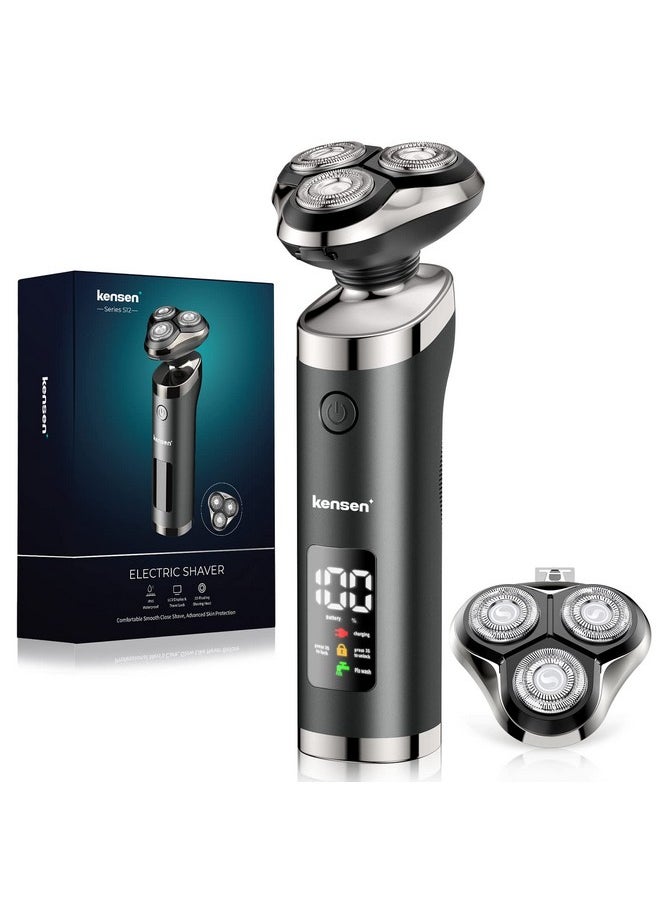 kensen - Electric Shavers For Men Kensen Electric Razor For Shaving Face Mens Rotary Shaver Rechargeable Razor For Men Waterproof Wet & Dry Led Display Cordless Rotary Shaver With Extra Replacement Blade - Image 1