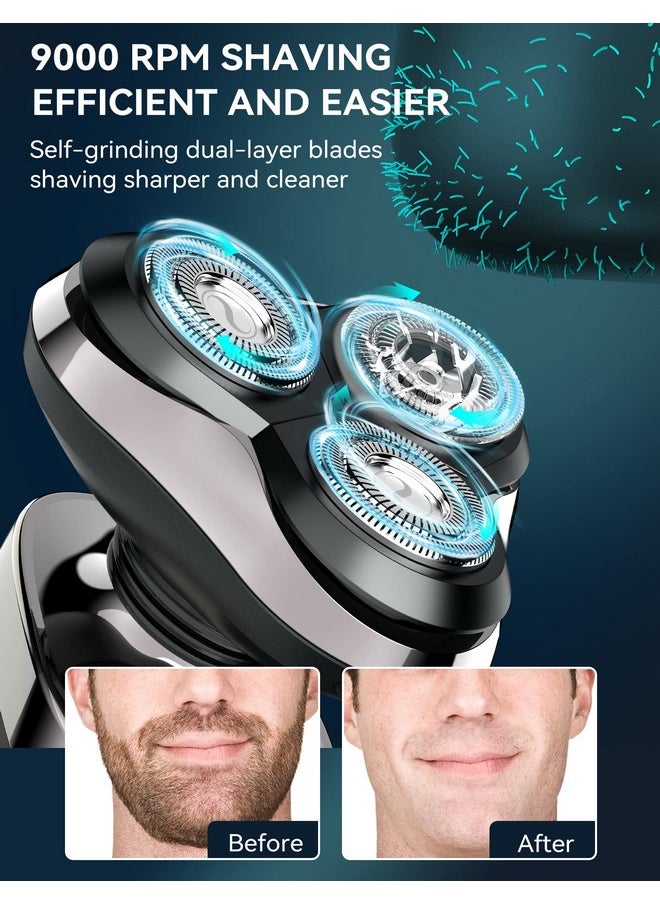 kensen - Electric Shavers For Men Kensen Electric Razor For Shaving Face Mens Rotary Shaver Rechargeable Razor For Men Waterproof Wet & Dry Led Display Cordless Rotary Shaver With Extra Replacement Blade - Image 1