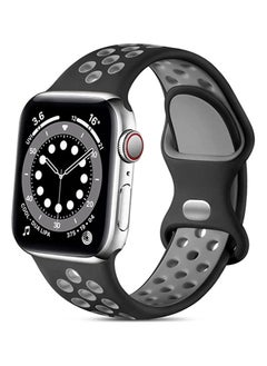 Compatible Sport Band Apple Watch 42mm 44mm 45mm Silicone Strap Replacement Wristband iWatch Series 8/7/6/5/4/3/2/1 (Black/Grey)