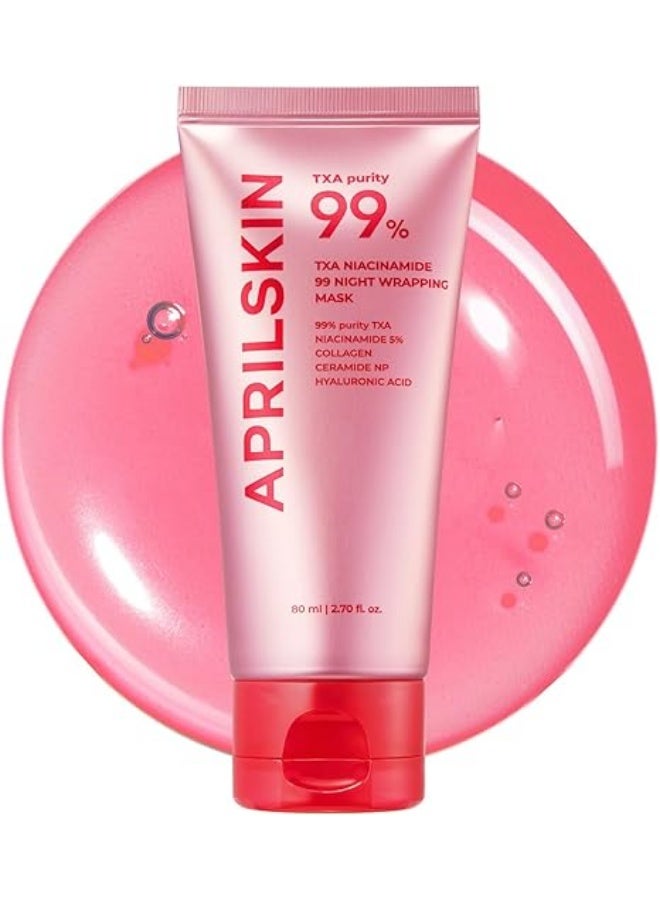 APRILSKIN TXA Niacinamide 99 Overnight Wrapping Mask | 99% High-Purity TXA+Niacinamide for Uneven Skin Tone | Overnight Skin Booster for Toning Care, Firming & Pore Care | 80ml, 2.70 fl.oz.