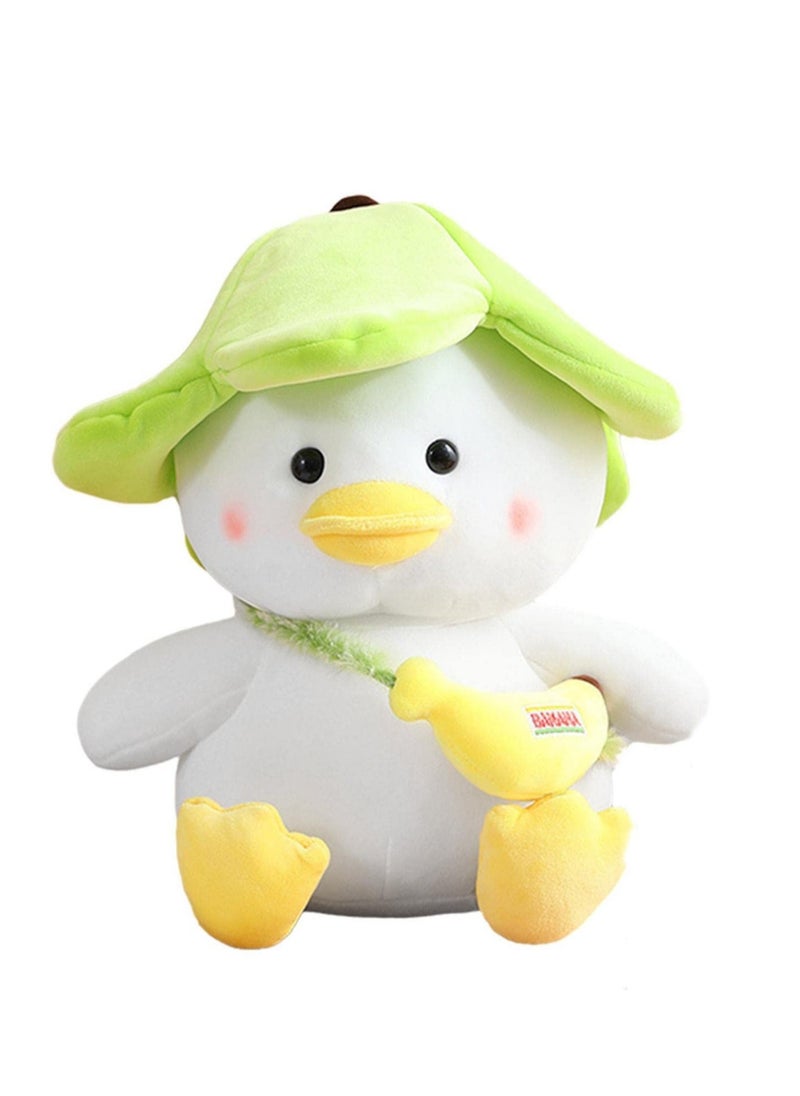 Green Banana Duck Hat Plush Toy, Banana Duck Stuffed Animal, Soft Fluffy Peel Banan Duckling Hugging Cushion Decor for Girls And Boys Hugging Pillow Gifts for Kids (25cm)  - Image 1