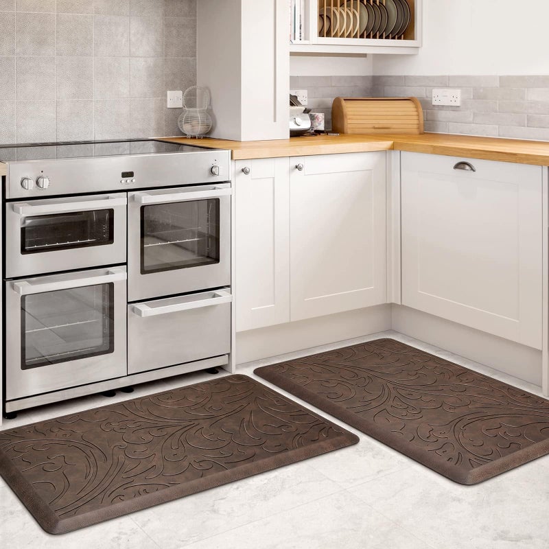 KMAT 2PCS Kitchen Mat Cushioned AntiFatigue Floor MatWaterproof NonSlip Standing MatErgonomic Comfort Floor Mat Rug for HomeOfficeSinkLaundryDesk173x28173x28Brown