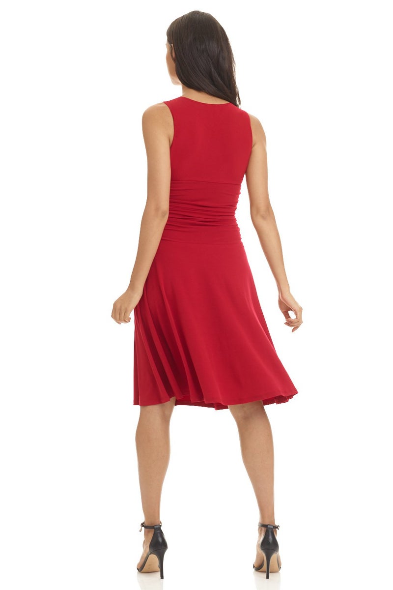 Rekucci Women's Slimming Sleeveless Fit-and-Flare Tummy Control Dress (16, Cherry) - Image 4