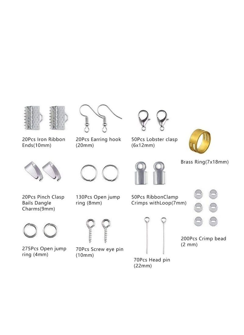 Grab Mantra Jewelry Making And Repair Supplies Craft Kit With Pliers Beading Wires Open Jump Ring Lobster Clasps Necklace Cord Ribbon Ends DIY Supplies  - Image 4